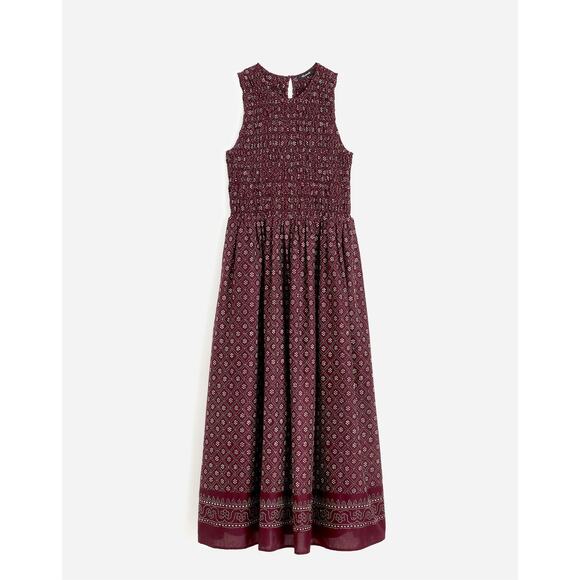 Madewell Daisy Print Melody Smocked Midi Dress NV483 Dusty Plum Size XXS NWT - Picture 5 of 6